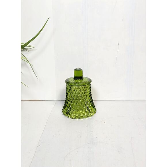 Vintage Green Diamond Point Pegged Votive Cup, Candle Holder, Home Interiors - Picture 1 of 3